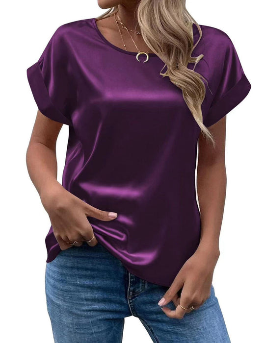 Damen Satin T-Shirt mit elegante Details