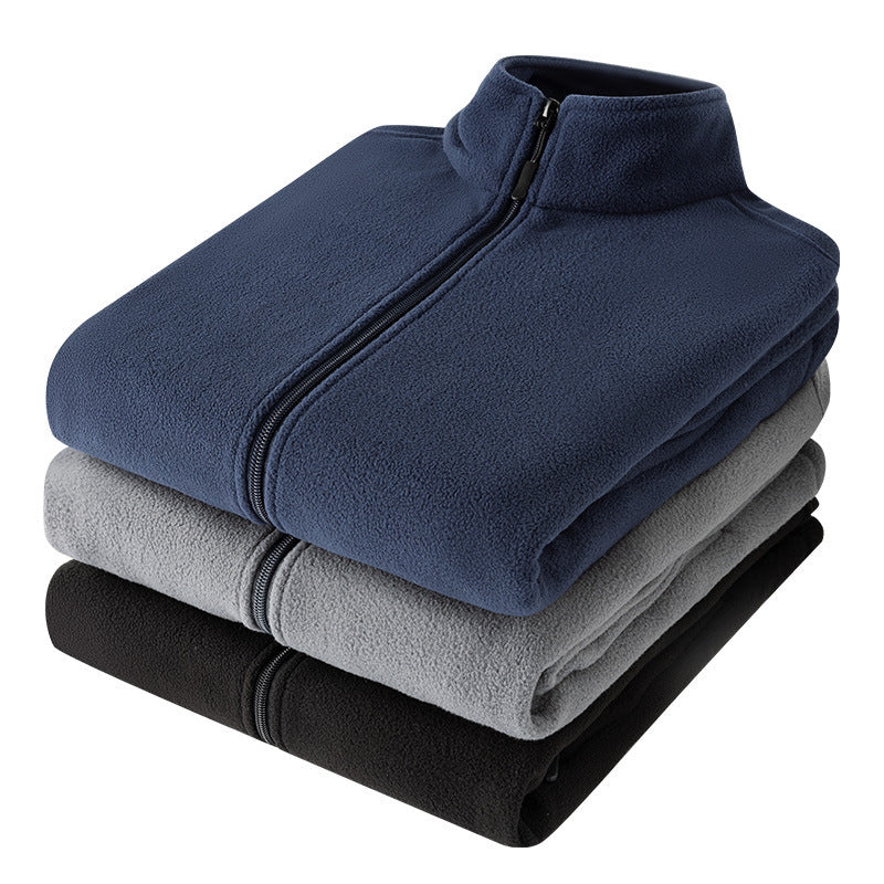 Herren Microfleece Outdoorjacke mit Stehkragen und durchgehendem Reißverschluss Nord Taschen
