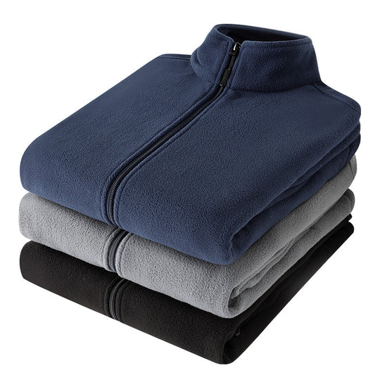 Herren Microfleece Outdoorjacke mit Stehkragen und durchgehendem Reißverschluss Nord Taschen