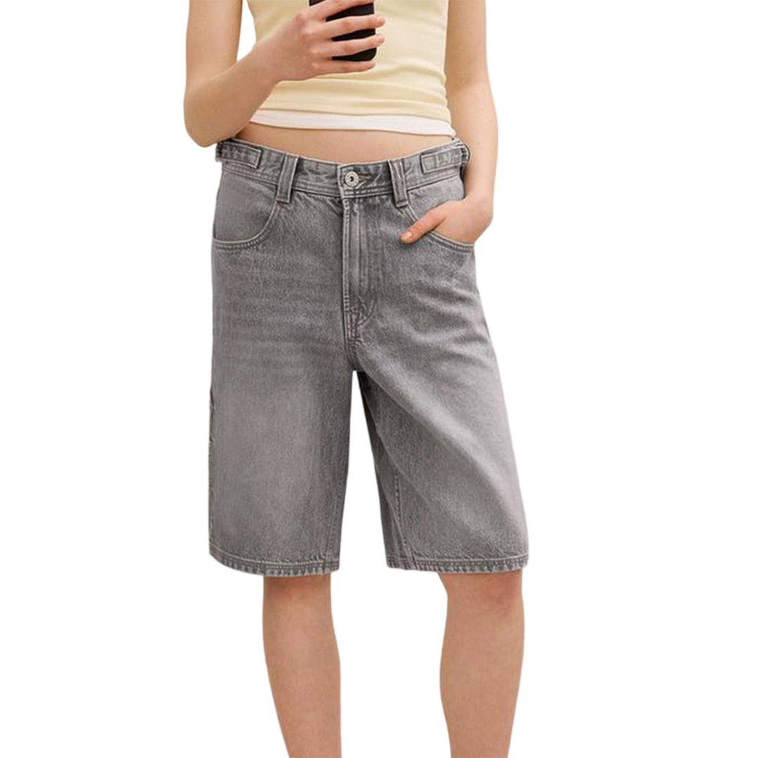 Damen Denim-Shorts mit lässigem Schnitt und mittlerer Leibhöhe
