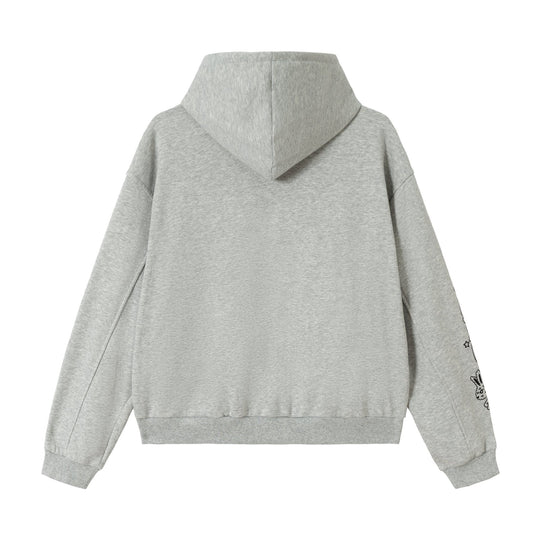 Damen Oversize-Kapuzenjacke mit Reißverschluss, hohem Kragen und grafischen Tattoo-Prints Nord Taschen