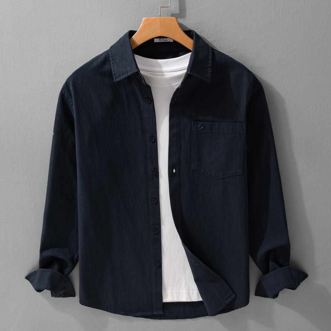 Herren Hemdjacke-Overshirt aus softem Baumwoll-Twill im Layering-Look mit aufgesetzter Brusttasche Nord Taschen