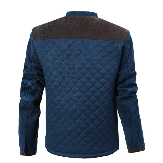 Herren Steppjacke im Cord-Mix mit Kontrast-Schulterpartie und verdeckter Druckknopfleiste Nord Taschen