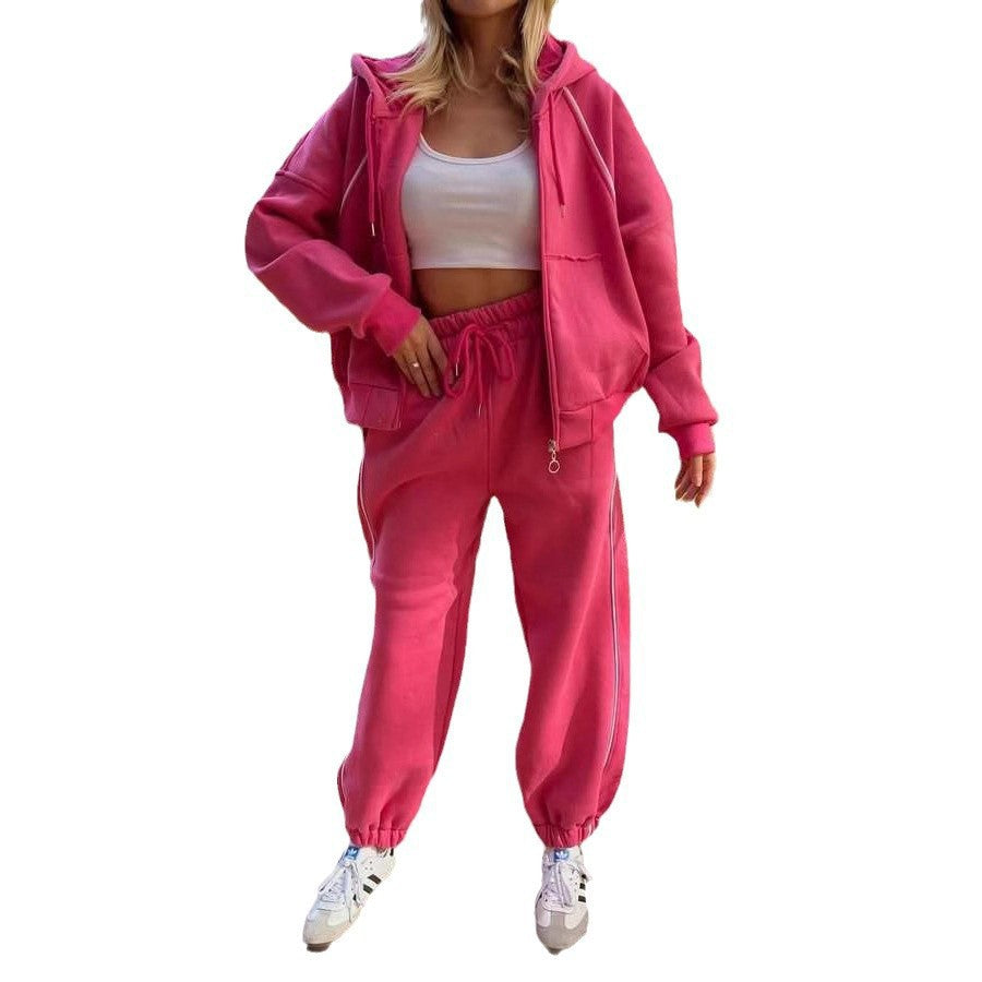Damen weite Jogginghose mit hohem Bund und kontrastierendem Seitenstreifen Nord Taschen