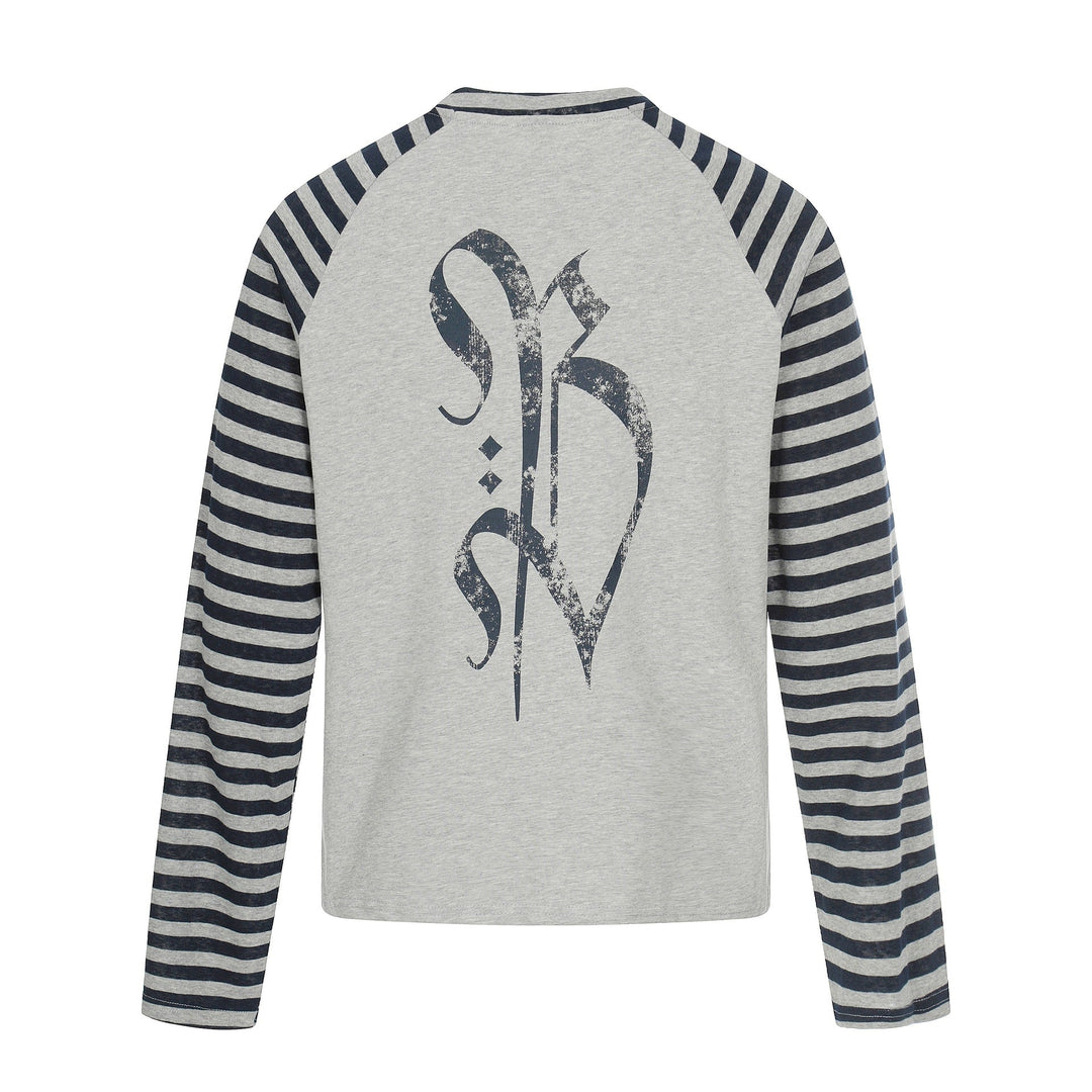 Herren Langarm-Raglanshirt mit Streifenärmeln und Vintage-Print Nord Taschen