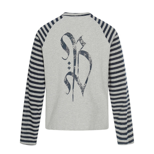 Herren Langarm-Raglanshirt mit Streifenärmeln und Vintage-Print Nord Taschen