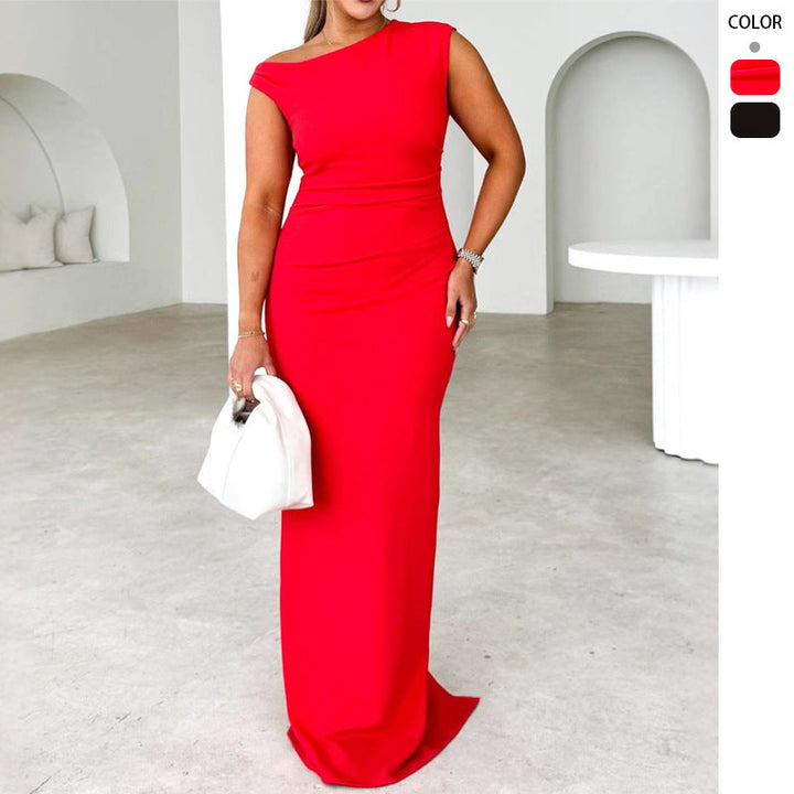 Damen Elegantes körperbetontes Maxikleid mit schickem Stehkragen und seitlichem Schlitz