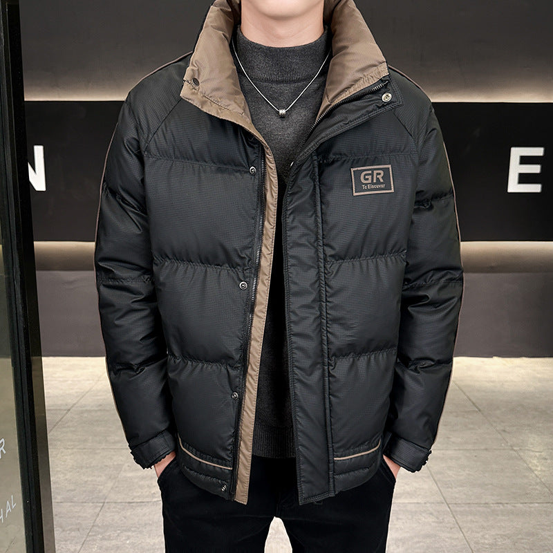 Herren Wattierte Steppjacke mit hohem Kragen, Druckknopfblende & kontrastierendem Seitenstreifen Nord Taschen