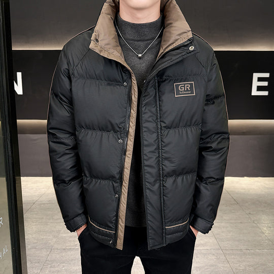 Herren Wattierte Steppjacke mit hohem Kragen, Druckknopfblende & kontrastierendem Seitenstreifen Nord Taschen