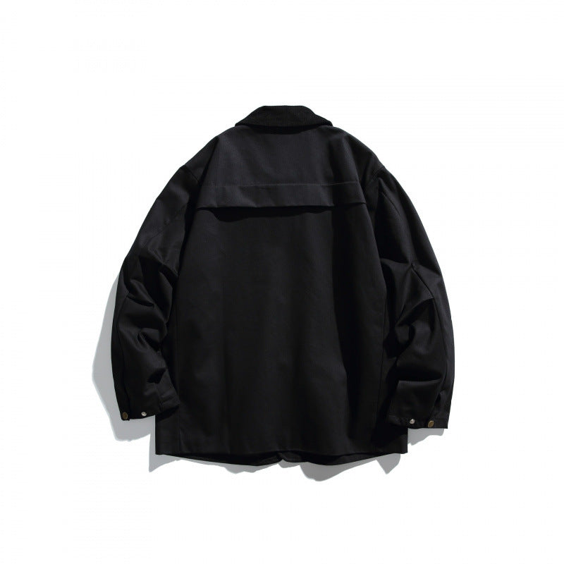 Herren Canvas-Chorejacke mit Cordkragen und Druckknopffront Nord Taschen