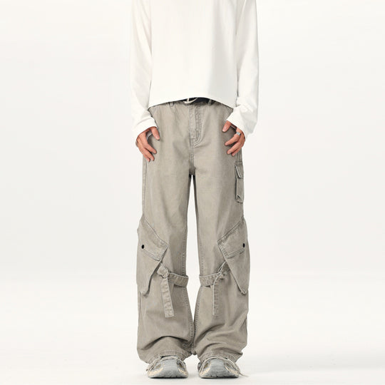 Herren Extraweite Cargo-Palazzohose mit Metallringen und verstellbaren Beinschlaufen Nord Taschen