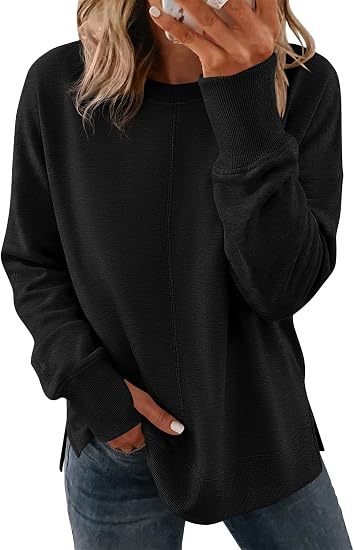 Damen Oversize‑Sweatshirt mit sichtbarer Mittelnaht und Rundhalsausschnitt Nord Taschen
