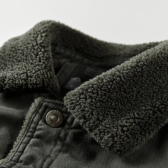 Herren robuster Canvas-Fieldblouson mit wärmender Sherpa-Innenlage und Hemdkragen Nord Taschen