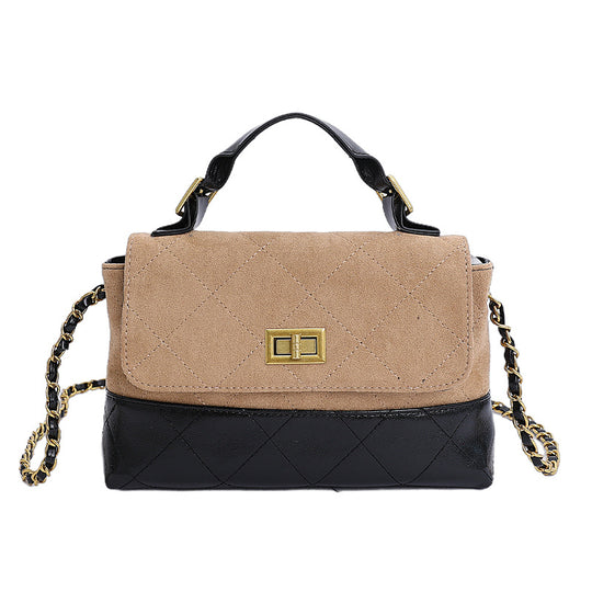 Damen modische Handtasche aus hochwertigem Wildleder mit kontrastierenden Details Nord Taschen