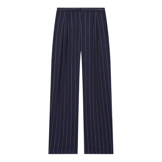 Damen 20+ weite High‑Waist Palazzo‑Hose mit Bügelfalte und Nadelstreifen Nord Taschen