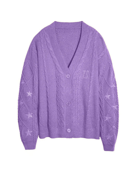 Damen Strickcardigan mit Zopfstrick, Stern‑Stickerei und Glanzfäden Nord Taschen