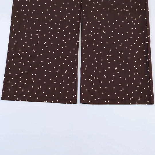 Damen Hochtaillierte Palazzo-Hose mit weitem Bein und gepunkteter Satin-Optik Nord Taschen