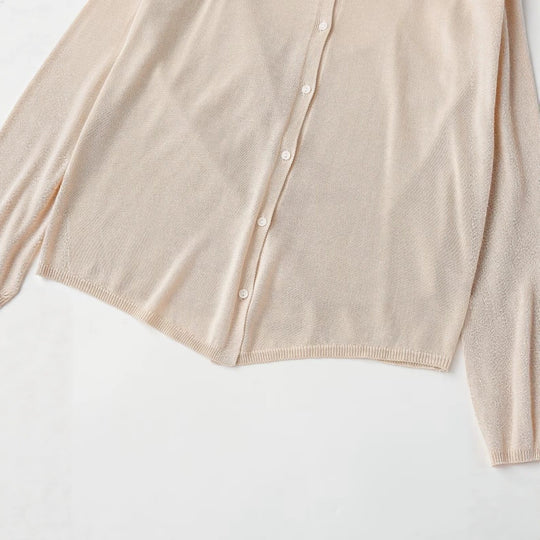 Damen Leichter Strick-Cardigan mit Hemdkragen und Knopfleiste Nord Taschen