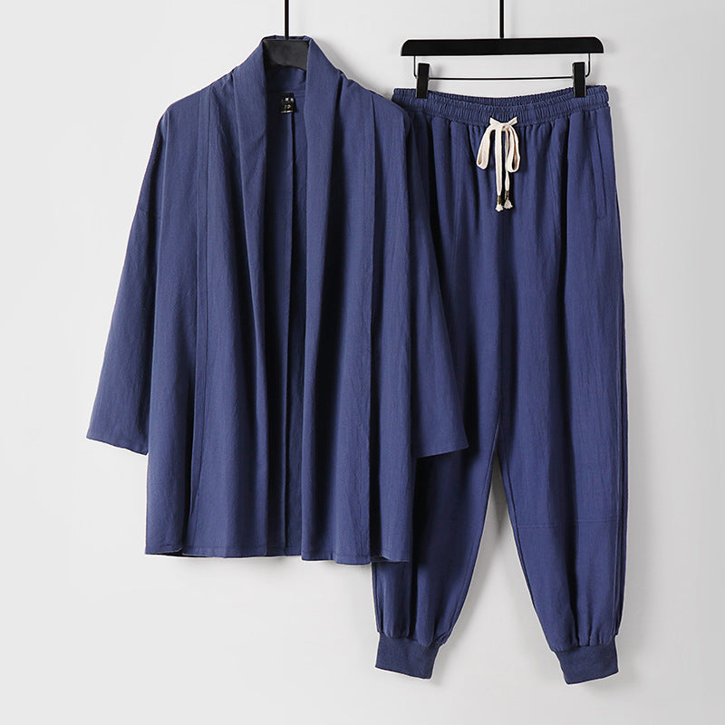 Unisex Luftiges Freizeit-Set im Kimono-Stil mit Schalkragenjacke und konisch zulaufender Joggerhose Nord Taschen