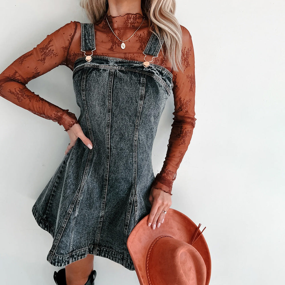 Damen Denim-Latzkleid mit verstellbaren Trägern und hochwertiger Verarbeitung Nord Taschen
