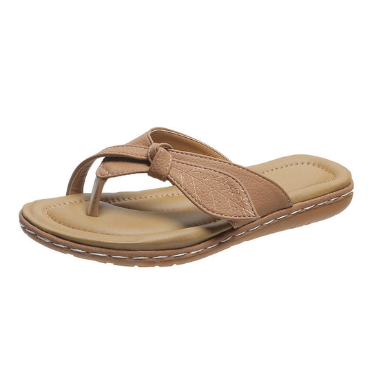 Damen Zehentrenner-Sandalen mit modischem Leaf-Design und anatomischem Fußbett Nord Taschen