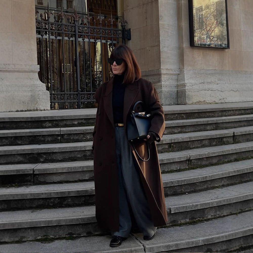Damen Oversize Wollmix-Mantel mit verlängertem Cocoon-Schnitt und Doppelreihe Nord Taschen