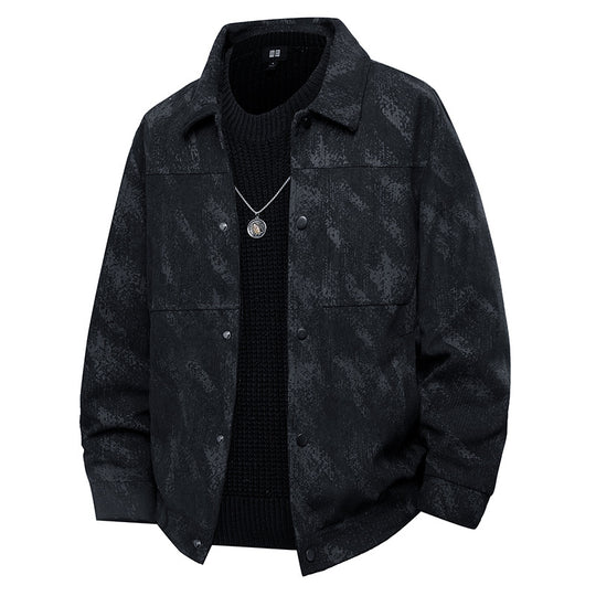 Herren Leichte Overshirt-Jacke mit dezenter Reptilprägung und Druckknopfverschluss Nord Taschen