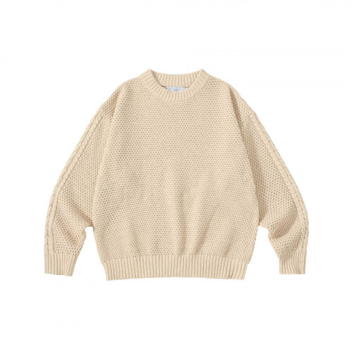 Unisex Oversize Grobstrickpullover mit Zopfärmeln und Rundhalsausschnitt Nord Taschen