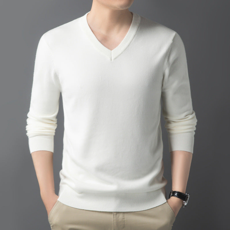 Herren Feiner V‑Ausschnitt Feinstrickpullover in schlanker Passform Nord Taschen
