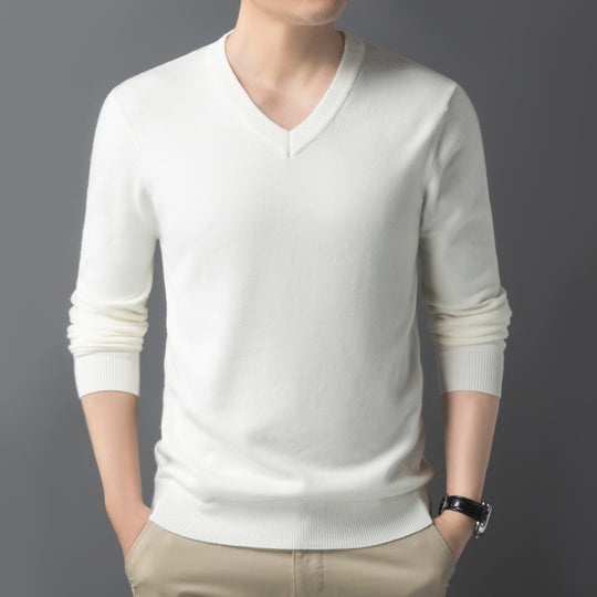 Herren Feiner V‑Ausschnitt Feinstrickpullover in schlanker Passform Nord Taschen