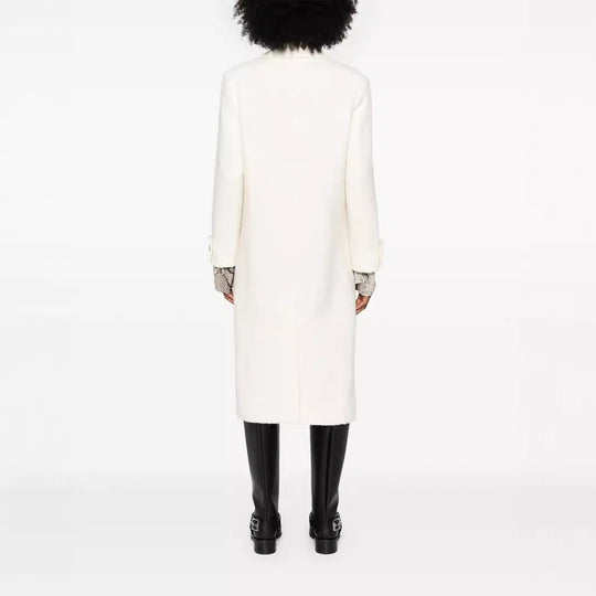 Damen Gerade geschnittener Midi-Wollmantel mit Oversize-Revers und verdeckter Knopfleiste Nord Taschen