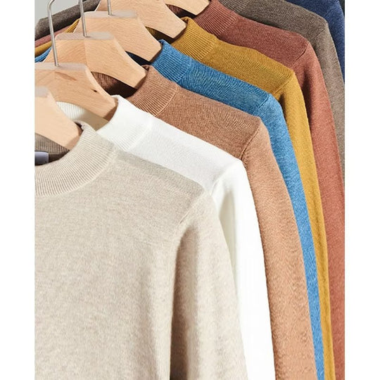 Damen Feinstrick-Stehkragenpullover aus Baumwollmix mit gerippten Bündchen Nord Taschen