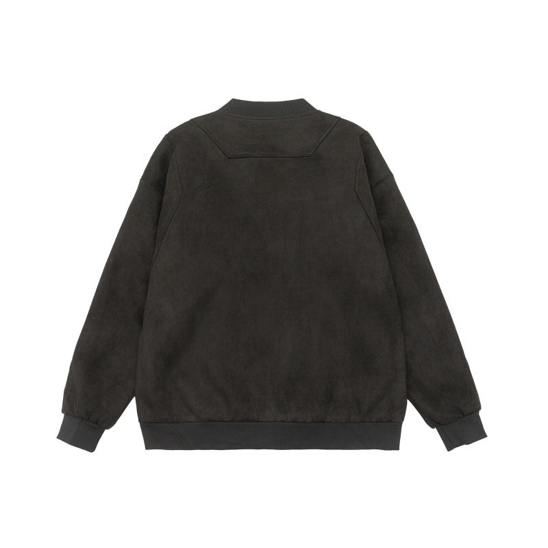 Unisex Kurzblouson im Vintage‑Suede‑Look mit Brustklappen, Reißverschlusstaschen und Rippbündchen Nord Taschen
