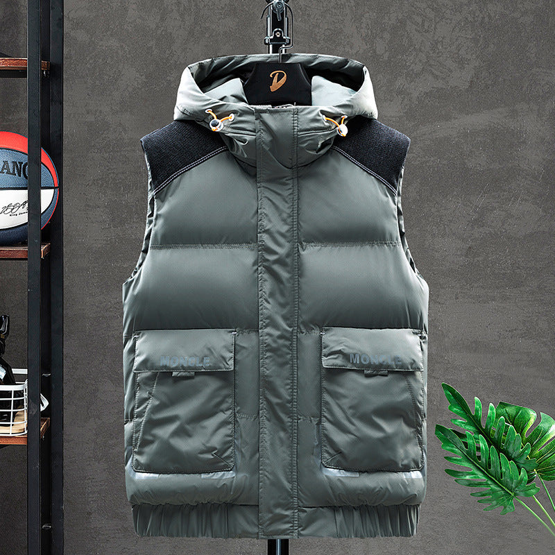 Herren Wattierte Kapuzen-Steppweste mit Frontklappentaschen und elastischem Saum Nord Taschen