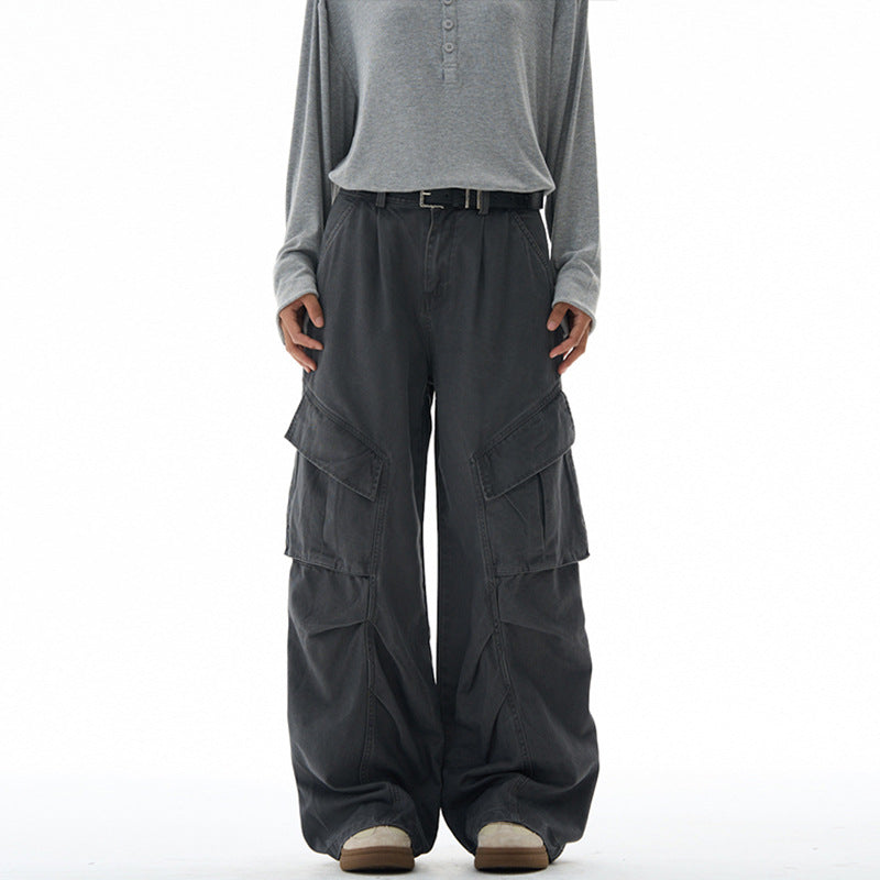 Damen weite Cargohose mit tiefem Schritt und aufgesetzten Taschen Nord Taschen