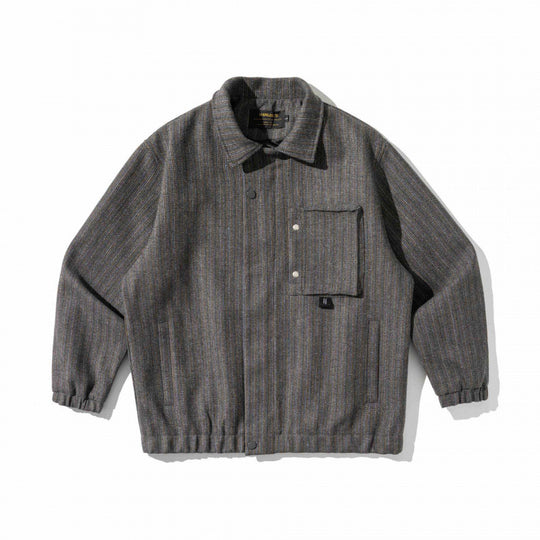 Herren Kastenförmige Overshirt‑Jacke aus Wollmix mit aufgesetzter Brusttasche Nord Taschen