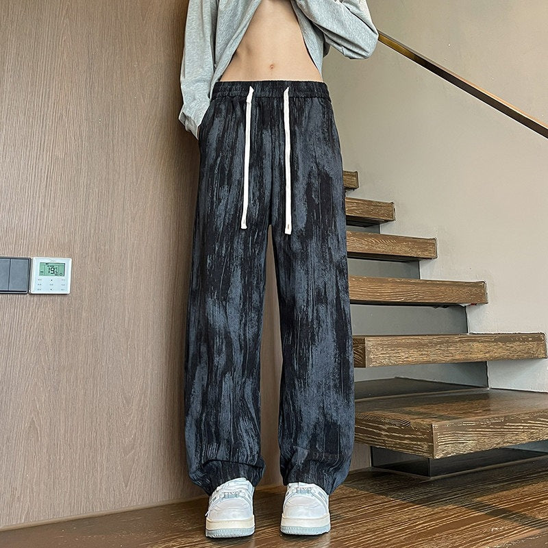 Herren Weit geschnittene Loungehose mit Marmorprint aus strukturiertem Jersey Nord Taschen