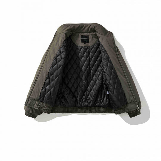 [Unisex Kurz geschnittene wattierte Bomberjacke mit Stehkragen, Reißverschluss und elastischem Saum] Nord Taschen