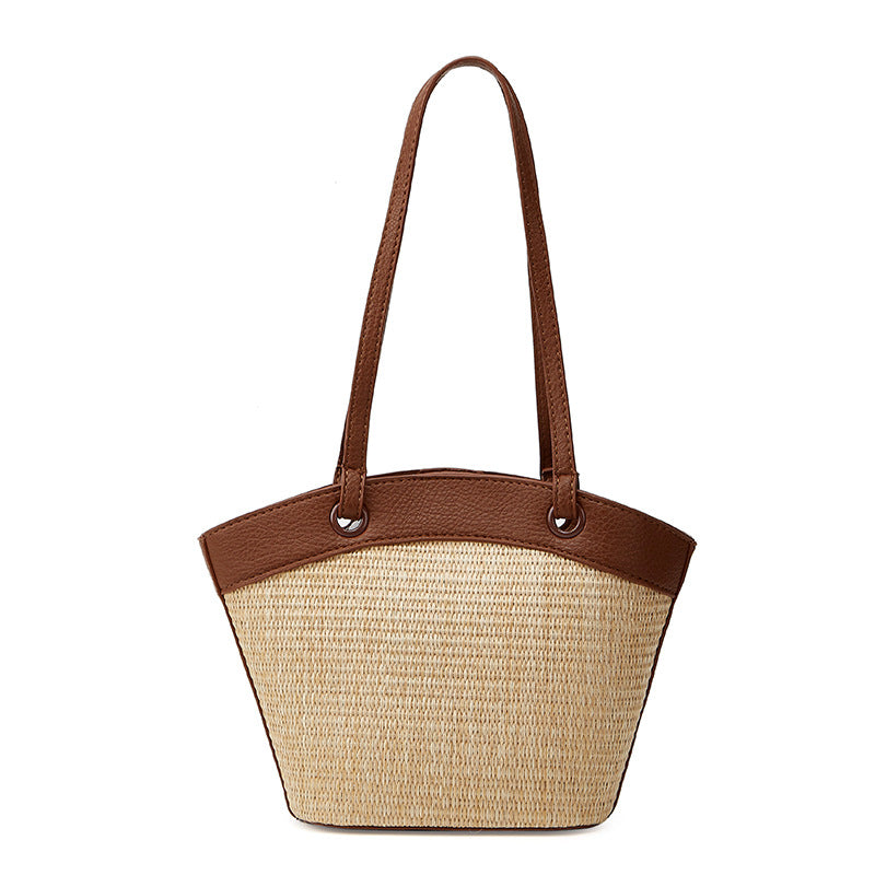 Damen elegante Schultertasche mit geflochtenem Randelement und abnehmbarem Innenbeutel Nord Taschen