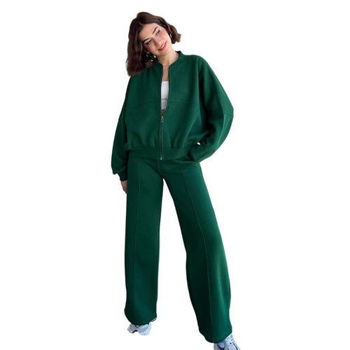 Damen lässiges Freizeit-Set aus weichem Sweatstoff mit hohem Kragen und weitem Schnitt