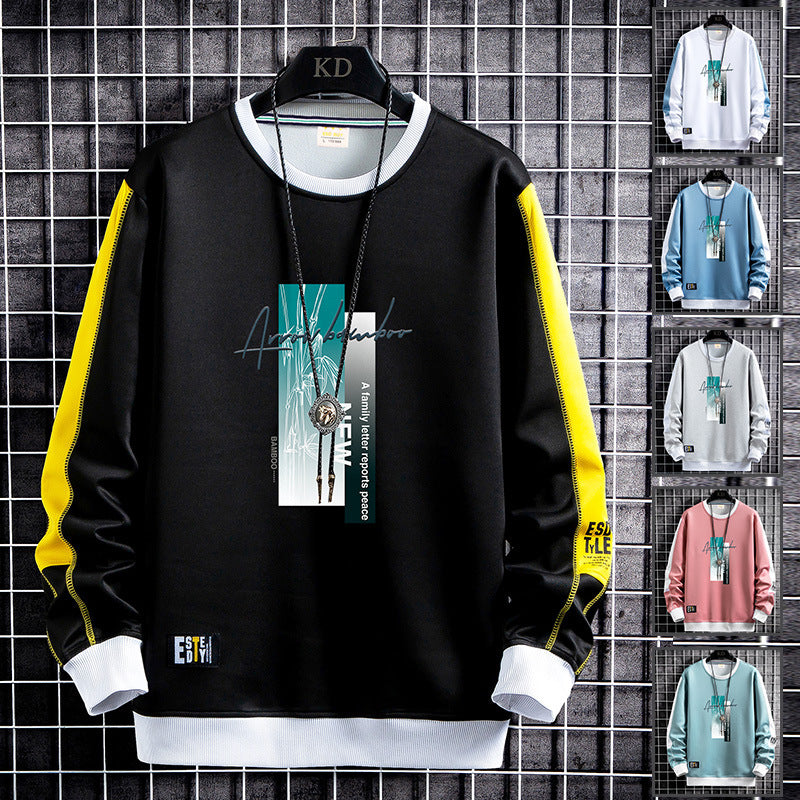 Herren Sportlich‑urbanes Rundhals‑Sweatshirt mit Kontrastärmeln, gerippten Bündchen & frontalem Grafikprint Nord Taschen