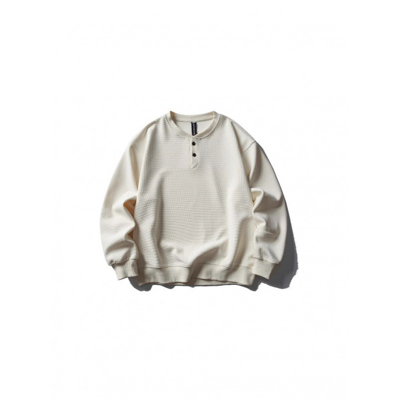 Unisex Waffelstrick-Henley-Sweatshirt im Oversize‑Cut mit Knopfleiste Nord Taschen