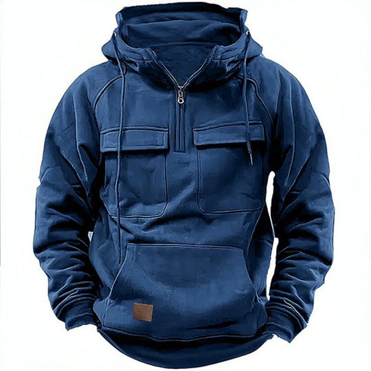 Herren Funktionale Kapuzenpullover mit Praktischen Taschen und Kurzem Reißverschluss