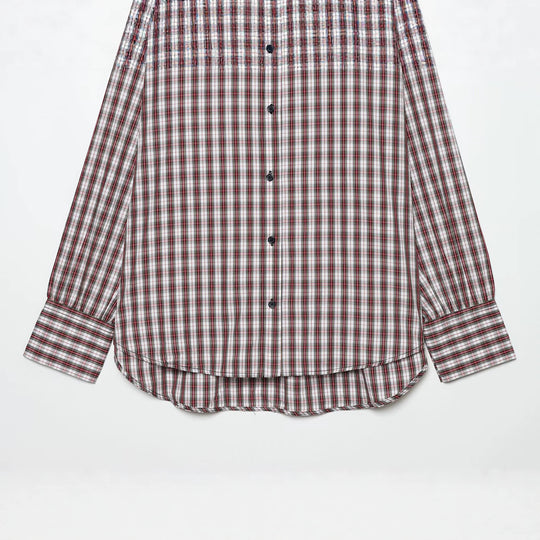Damen Oversize-Karobluse mit Hemdkragen und abgerundetem Saum Nord Taschen