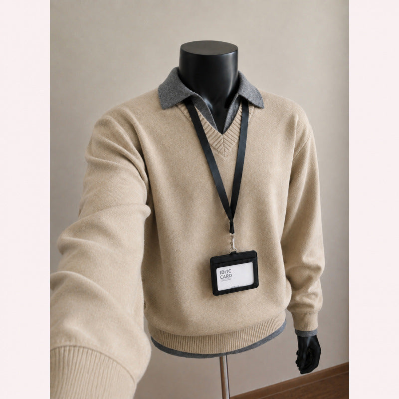 Herren Pullover mit V-Ausschnitt Nord Taschen