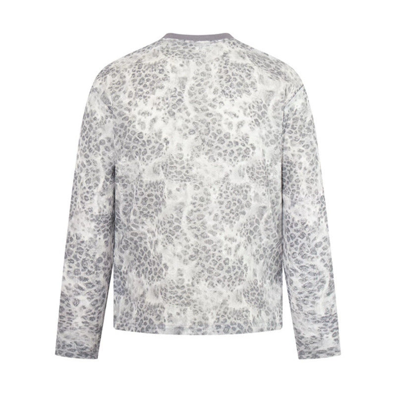 Damen Langarm-Sweatshirt mit Allover-Leo-Muster, geradem Schnitt und dekorativer Stickerei Nord Taschen
