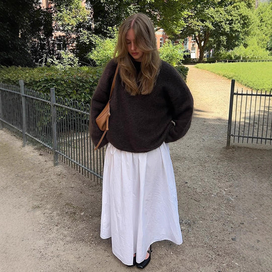 Damen Denim-Midirock mit hoher Taille, Frontschlitz und geradem Schnitt Nord Taschen