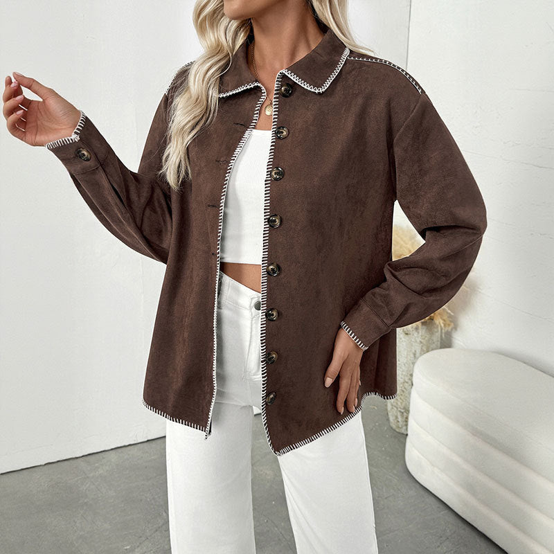 Damen Elegantes Overshirt aus Velourslederimitat Nord Taschen