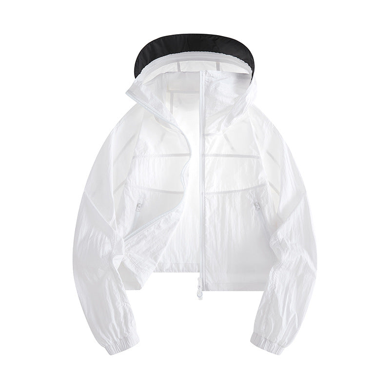 Damen Leichte Windbreaker-Jacke mit verstellbarer Kapuze
