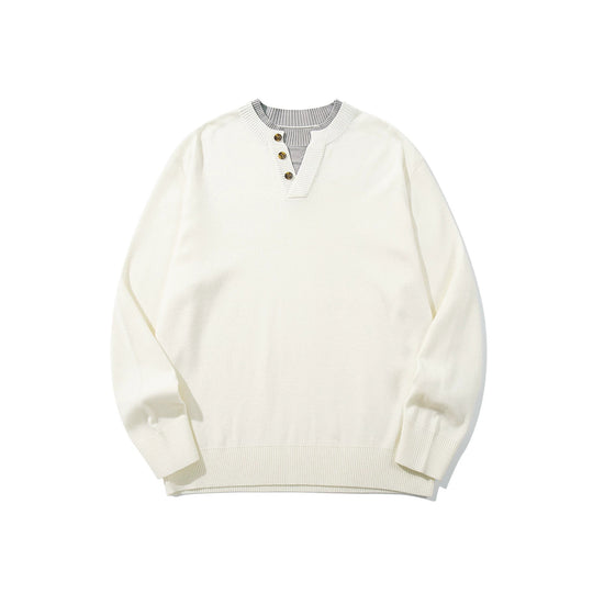 Unisex Gerippter Baumwollmix-Pullover mit Henley-Knopfleiste und Relaxed-Schnitt Nord Taschen